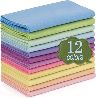 XSEINO Macarone Felt Fabric 12 Rolls 8x35" 1.4mm Thick Soft Nonwoven Sheets - Assorted Colors for DIY Crafts Sewing Patchwork