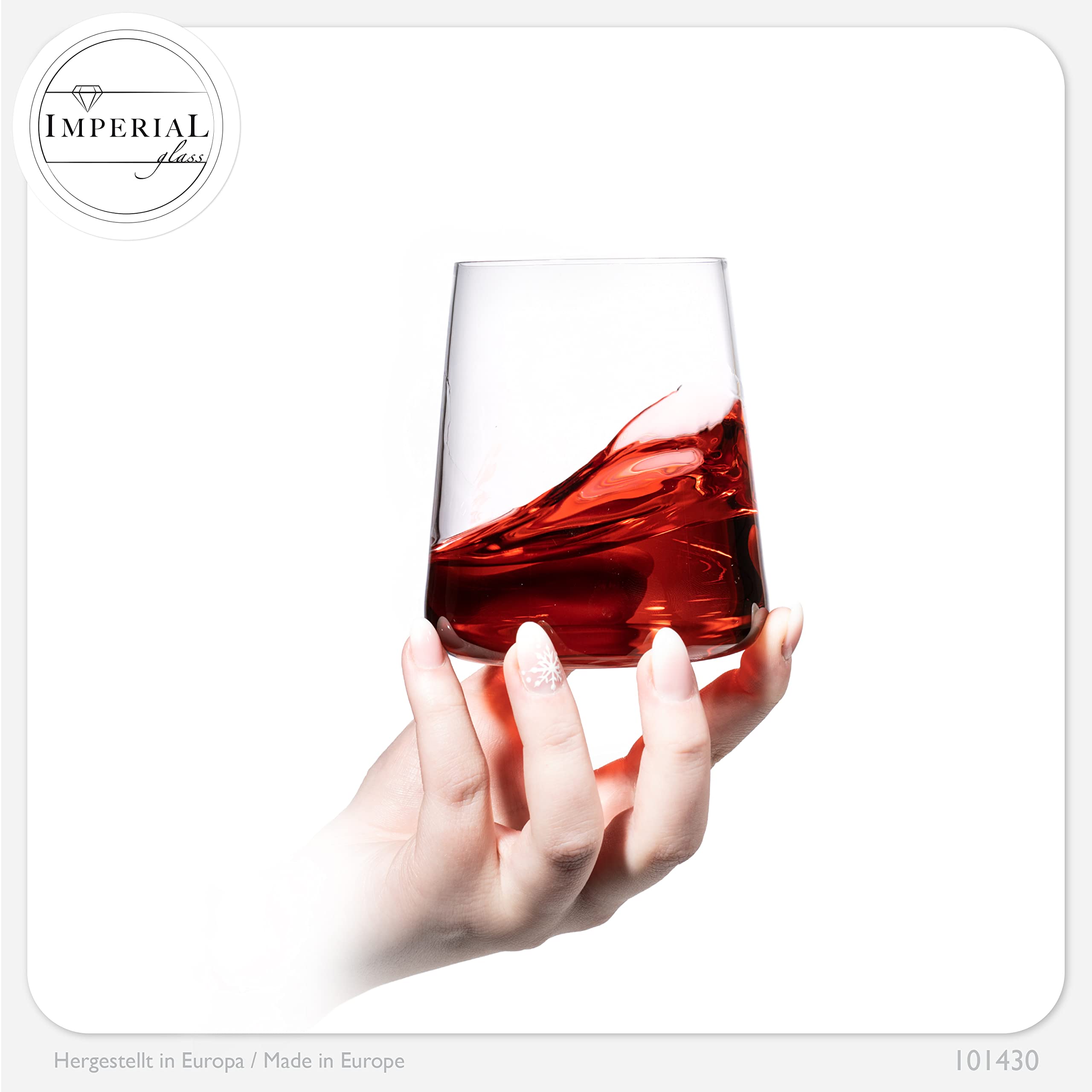 Imperial - Juego de 12 vasos de cristal (370 ml, máx. 450 ml)