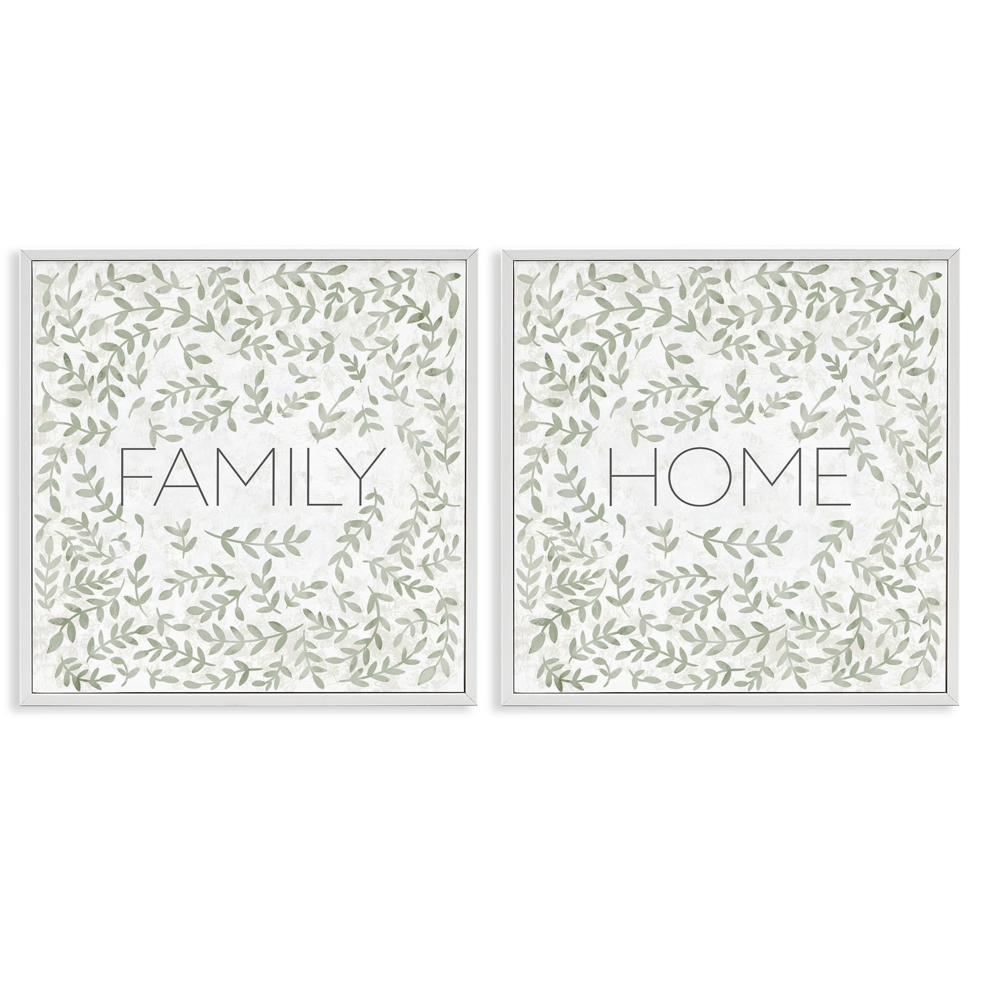 Curved Ivy Sprigs Family Phrases, 24 x 24 Inch Framed Giclée Print Set