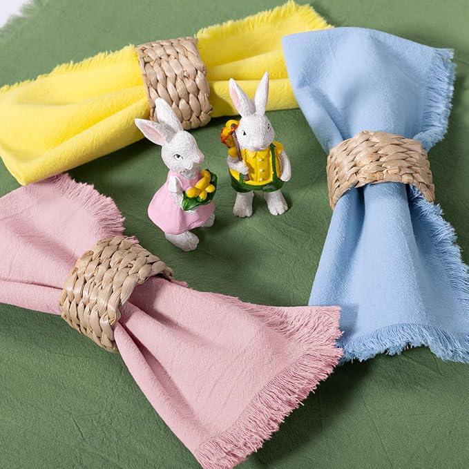 Servilletas de Tela DeZerlor 12 Piezas 43x43 cm Algodón con Flecos miniatura 5