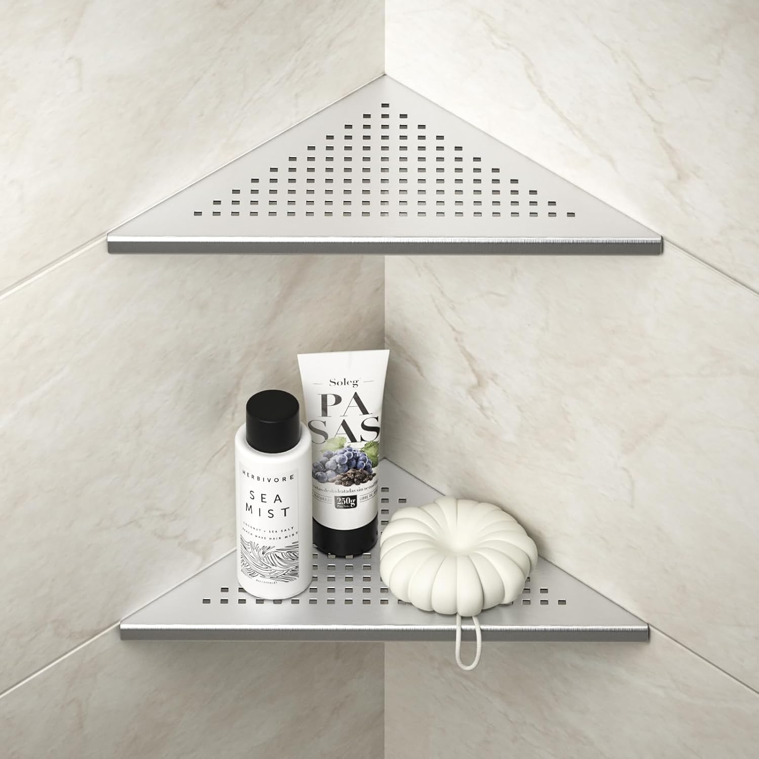 Bernkot Corner Shower Shelves 10 Brushed 304 Stainless Steel Recessed Shelf for Bathroom Grout in Shelf for Tiled