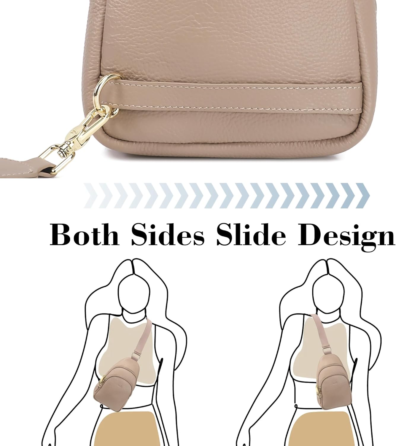 INICAT Small Crossbody Sling Bags Faux Leather Fanny Packs Purses for Women Everyday & Travel