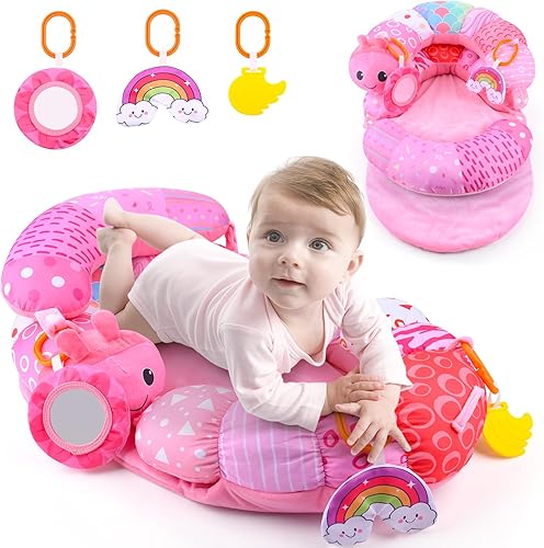 Tapete 2 en 1 para el tiempo boca abajo y almohada de apoyo sentado, juguetes para bebés de 6 a 12 meses, juguetes para bebés de 6 a 12 meses,