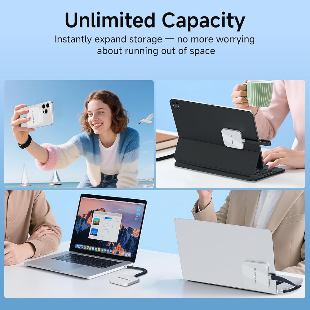 1TB Magnetic External SSD,2000MB/s Type-C USB 3.2 Gen 2x2 Portable SSD,Ultra-Slim External Hard Drive,4K ProRes Recording & Store,External Solid State Drive for iPhone15/16/17/Android/PC/Mac -PS2005