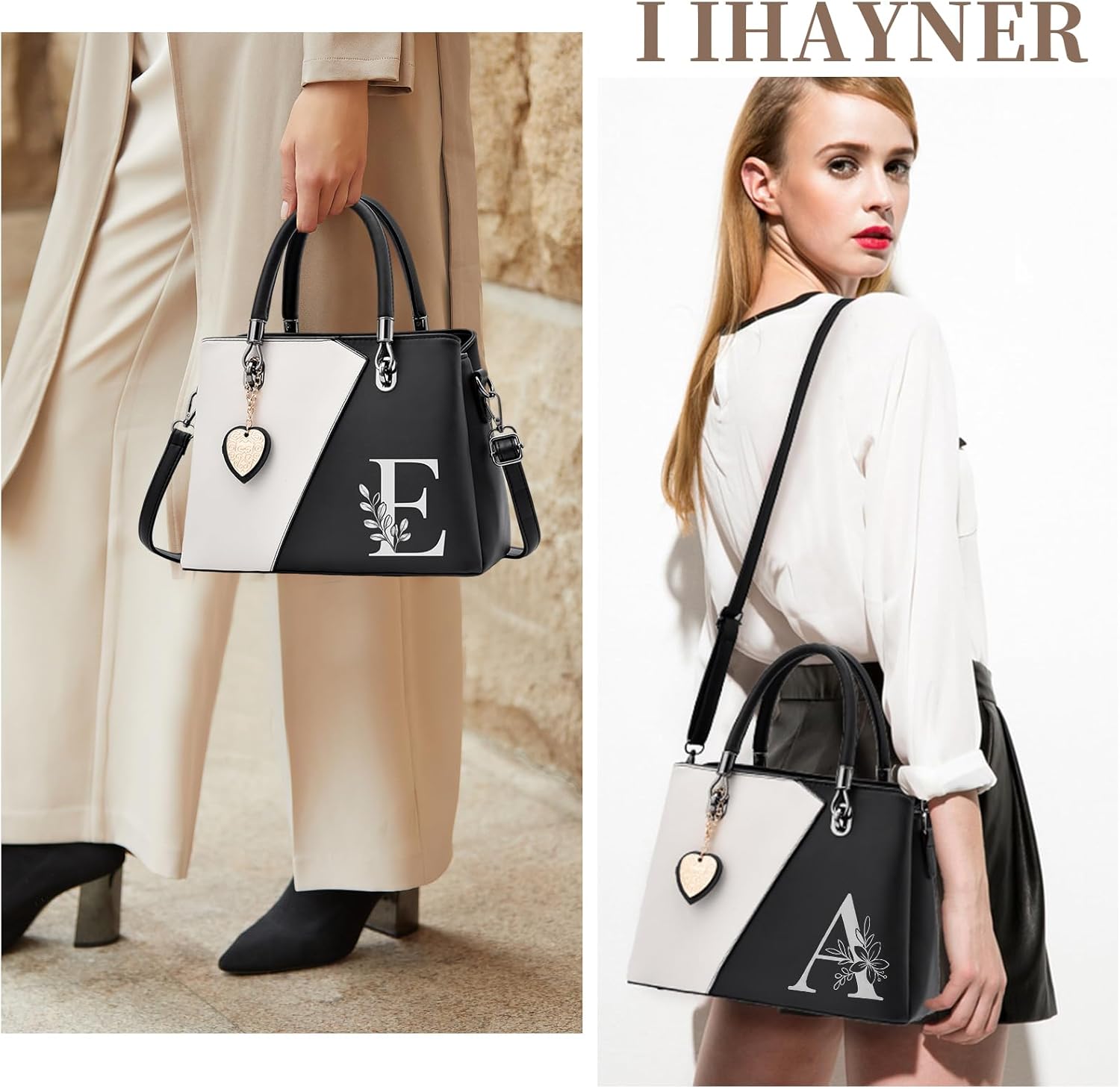 I IHAYNER Women PU Leather Purses and Handbags Top Handle Satchel Tote Shoulder Crossbody Initial Handbag for Ladies - Image 2