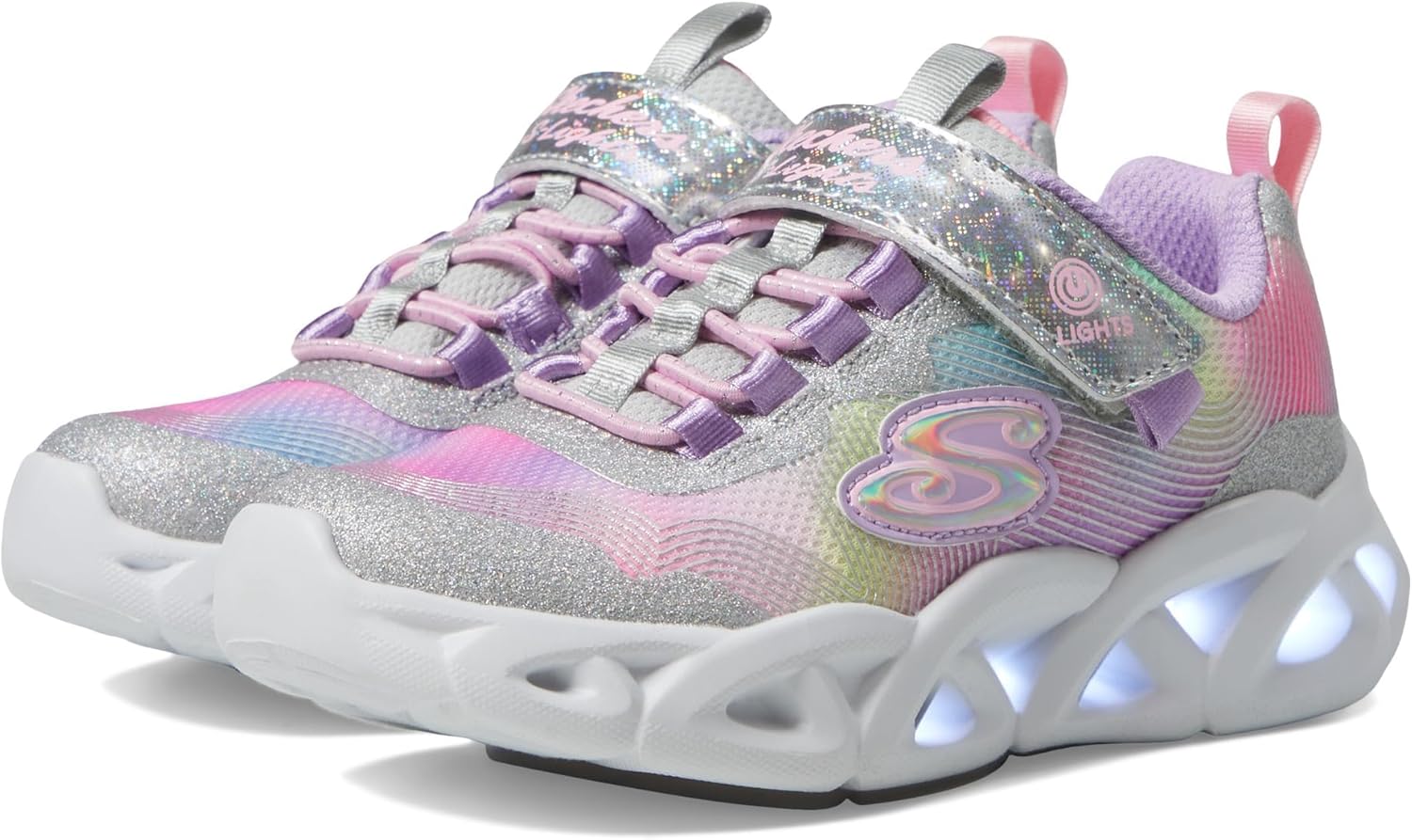 Skechers Kids Twisty Brights 2.0 Sneaker, Silver/Multi, 13 US Unisex Little Kid
