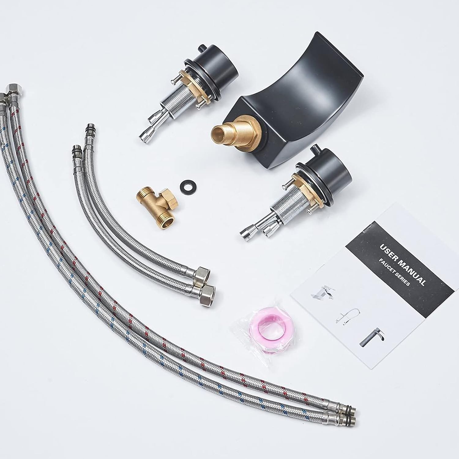 Exclusive Discount 80% Offer Homevacious Widespread Bathroom Sink Faucet Led Light Waterfall Oil Rubbed Bronze Bath Tub Garden 8-16 inch 2 Handles 3 Holes Black Commercial Lavatory Faucets Modern Contemporary Basin Mixer Tap