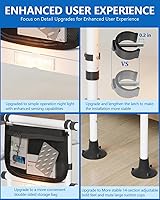 Vista 4 de Rieles de cama para adultos mayores, barandilla de seguridad plegable de altura ajustable con mango antideslizante de capacidad de 400 libras, luz