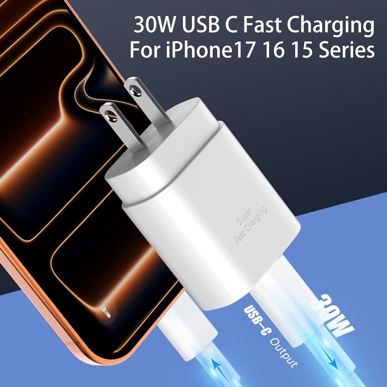 Phone 16 15 Charger Fast Charging,30W Type C Chargers USB C Charge Block with 2 Pack 10FT USB C Cable Nylon Braided for Phones 16/16 Plus/16 Pro/16 Pro Max/Phone 15/15 Pro Max/Pad Pro/AirPods,White