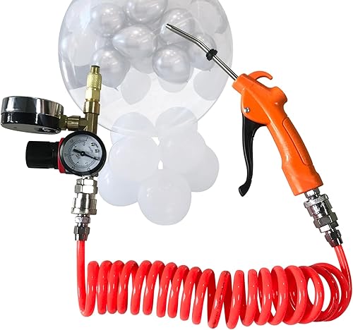 Miniatura 8 de Válvula reductora de presión para tanques de helio de baja presión de calibre único con presión ajustable y pistola sin fugas + manguera