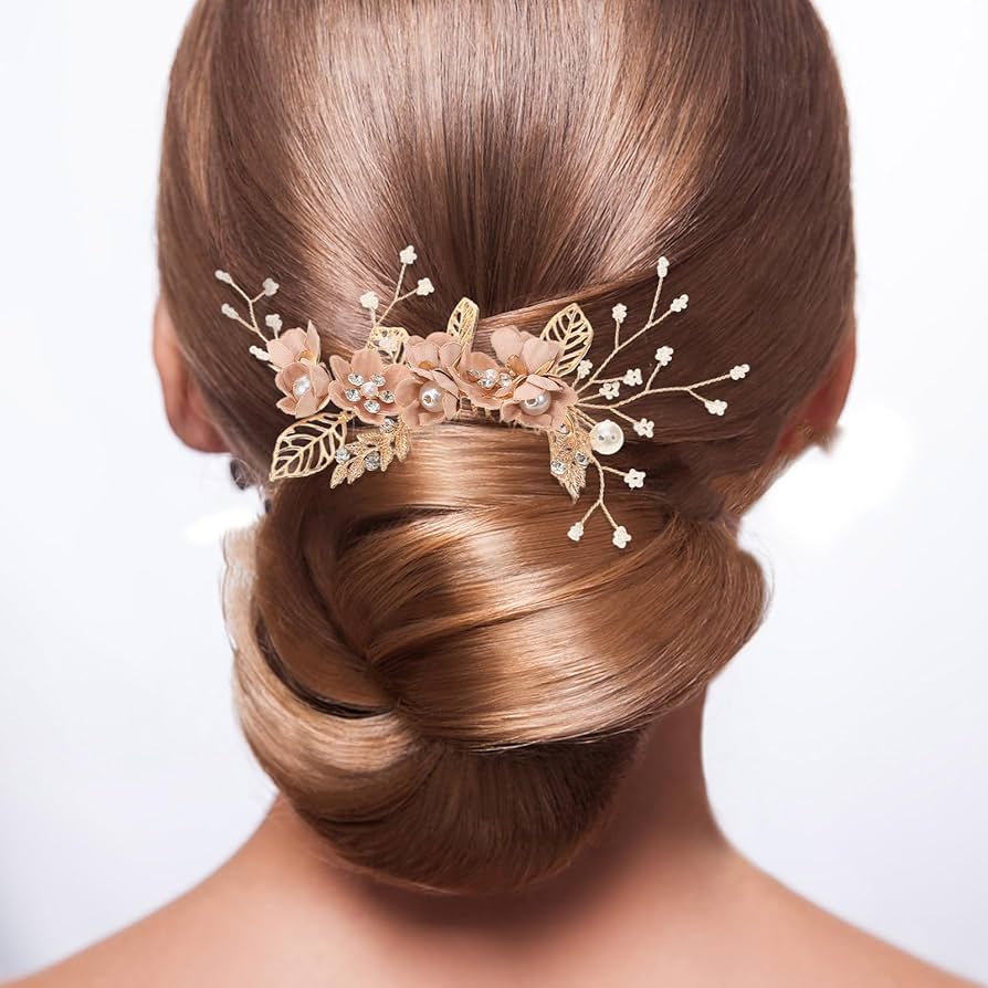 Toyvian 4pcs Rhinestone Hair Combs Floral Bridal Headpiece Crystals