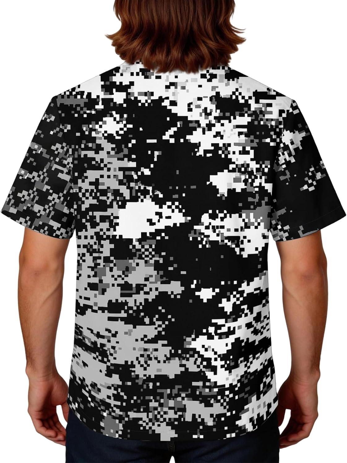 RTRDE Men's Work Shirts Short Sleeve Camo Uniform Scrub Top with Pockets, S-5XL