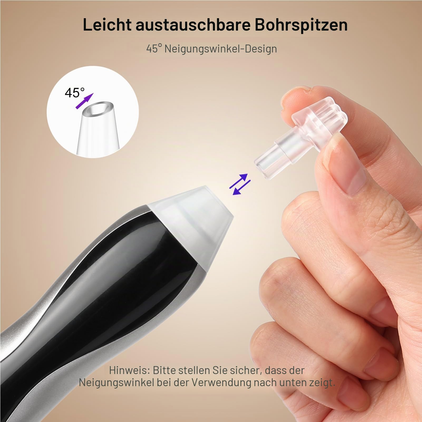 PP OPOUNT Elektrischer Diamond Painting Stift Silber mit LED Licht & Display, 3 Saugstufen, Kabellos & Wiederaufladbar, Leiser Vacuum Stift, Ergonomisches Diamond Painting Zubehör für Erwachsene