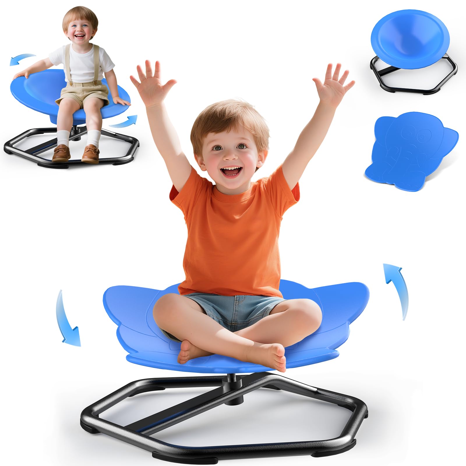 TERRAMUS 2 sillas giratorias para niños, asiento giratorio de 360°, taburete giratorio de equilibrio, entrenamiento de coordinación física y equilibrio, juguetes de detección de autismo para niños y