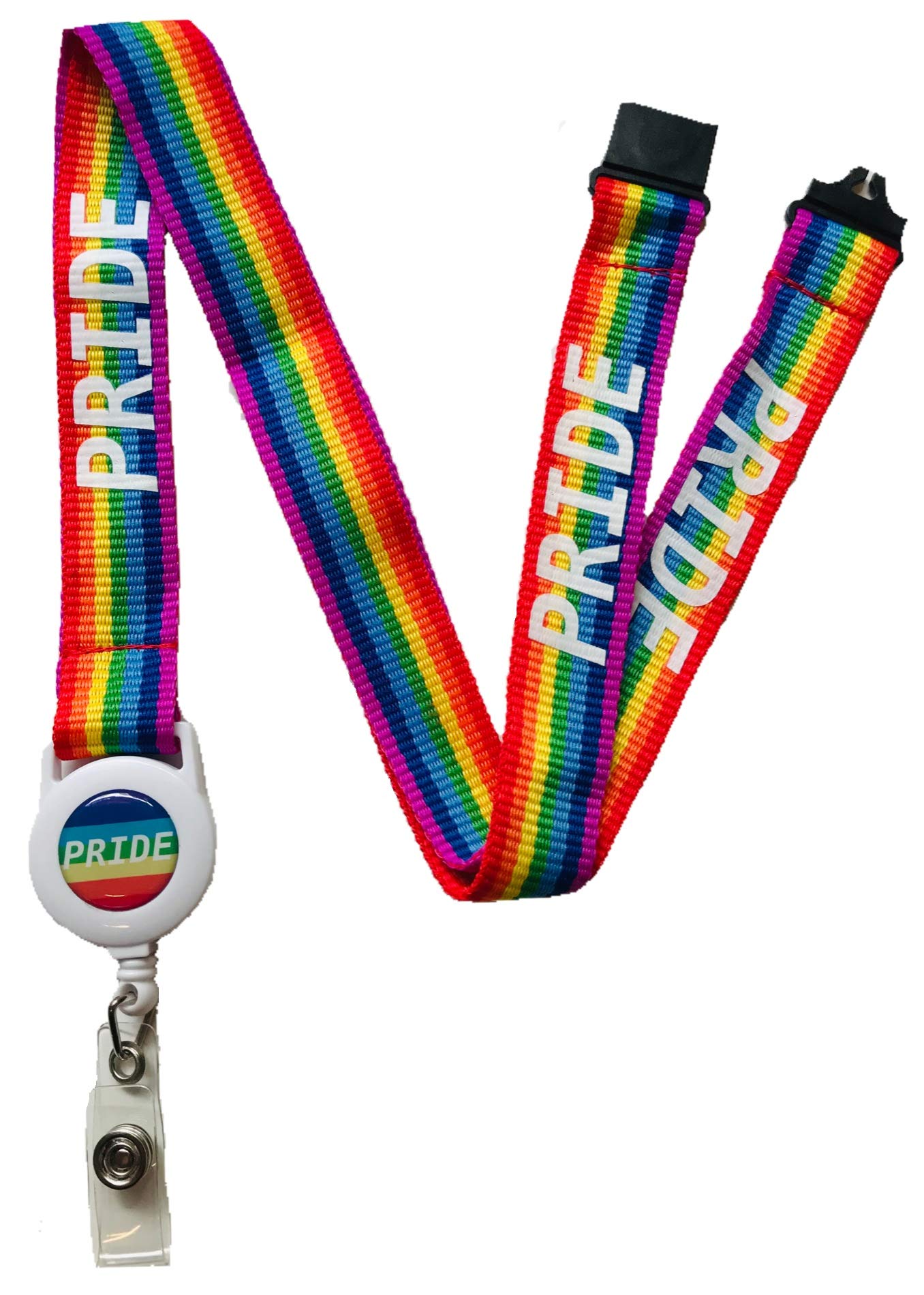 Pac Supplies Global Rainbow 20Mm Pride Printed Neck Lanyard With Safety Breakaway & Integrated Badge Reel