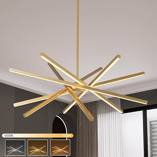 Modern Gold Chandelier Light Fixtures - LED 6-Lights Dining Room