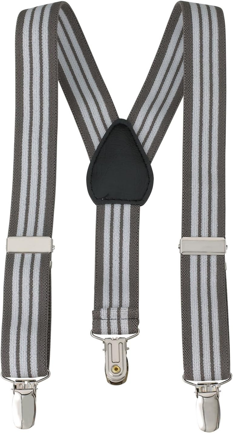 HoldโEm Suspenders for kids Toddler boys Genuine Leather Trim Metal Clip Braces