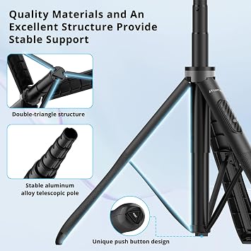 ATUMTEK 51 Selfie Stick Tripod, All in One Extendable Phone Tripod Stand with Bluetooth Remote 360 Rotation for iPhone and Android Phone Selfies, Video Recording, Vlogging, Live Streaming, Black