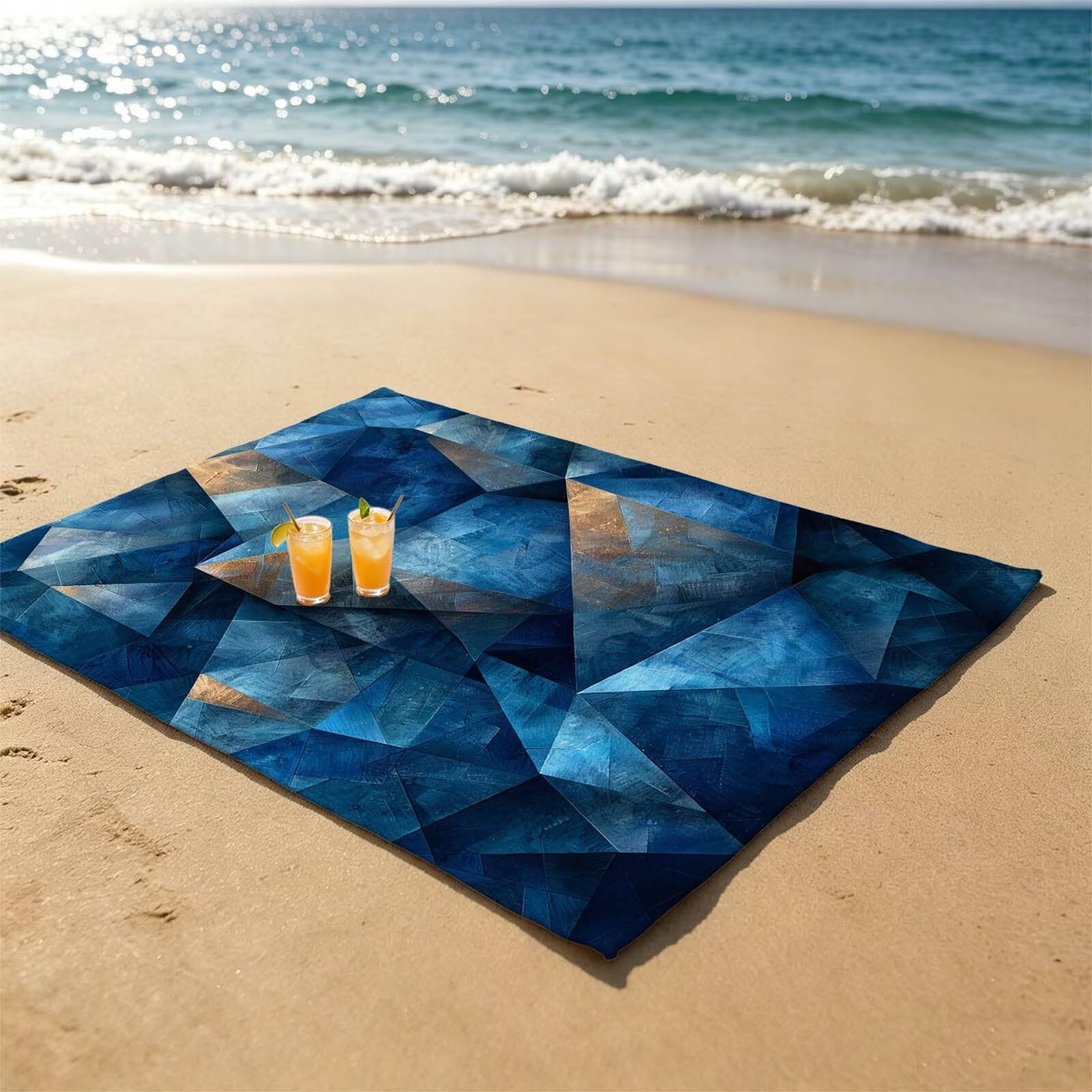 Triángulo Toalla Playa 160x220 Resistente a la Arena Secado rápido Ligero, Toalla Playa Grande 220 x 160cm Suave Cómodo como Gym Yoga Sauna Toallas Baño Grandes Travel Essentials Cuadrado XTLS-3317