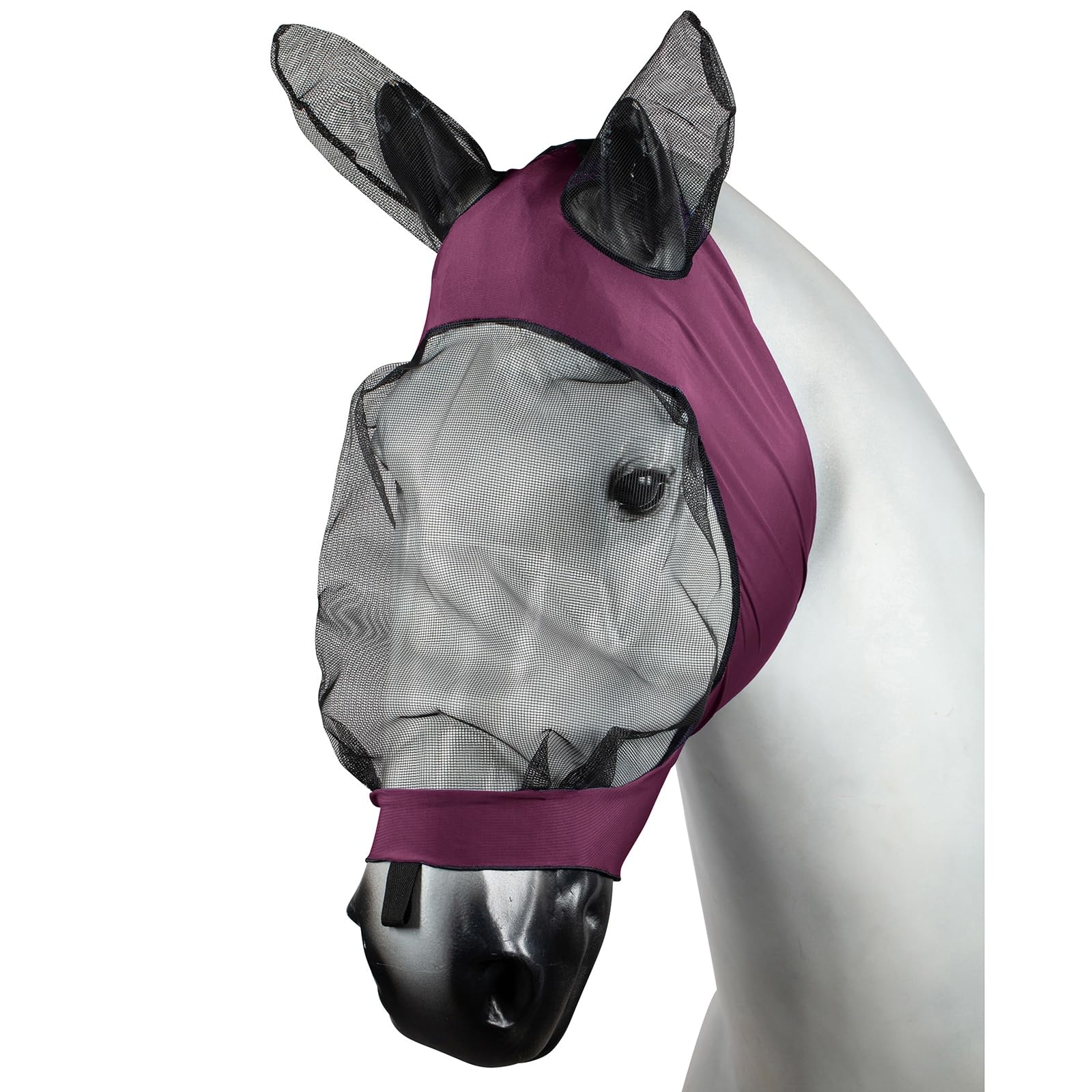 Horze Pferde Fliegenmaske mit Ohren, Stretch Fliegenhaube für Pferd und Pony, Rot, F