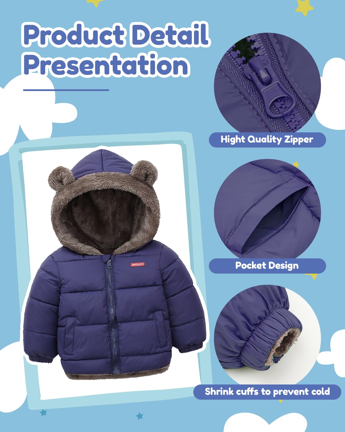 Bébé Hiver Polaire Manteau Enfants Garçons Veste Outwear Les Filles Rembourré Vêtements 1-6 Ans