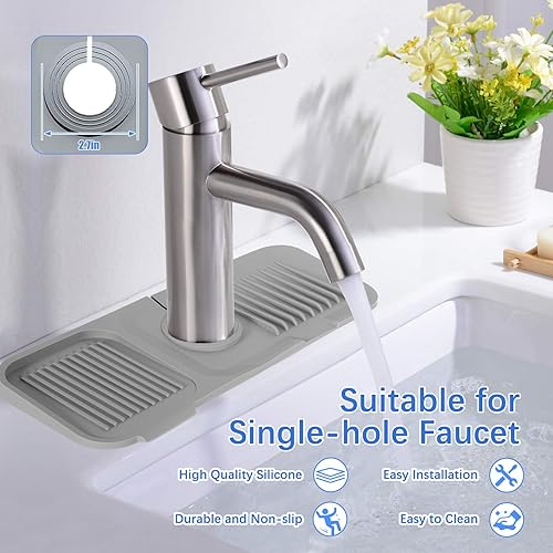 Miniatura 4 de Joyhalo Protector contra salpicaduras para fregadero de cocina de 14.5 pulgadas, tapete de secado para grifo de fregadero, protector contra