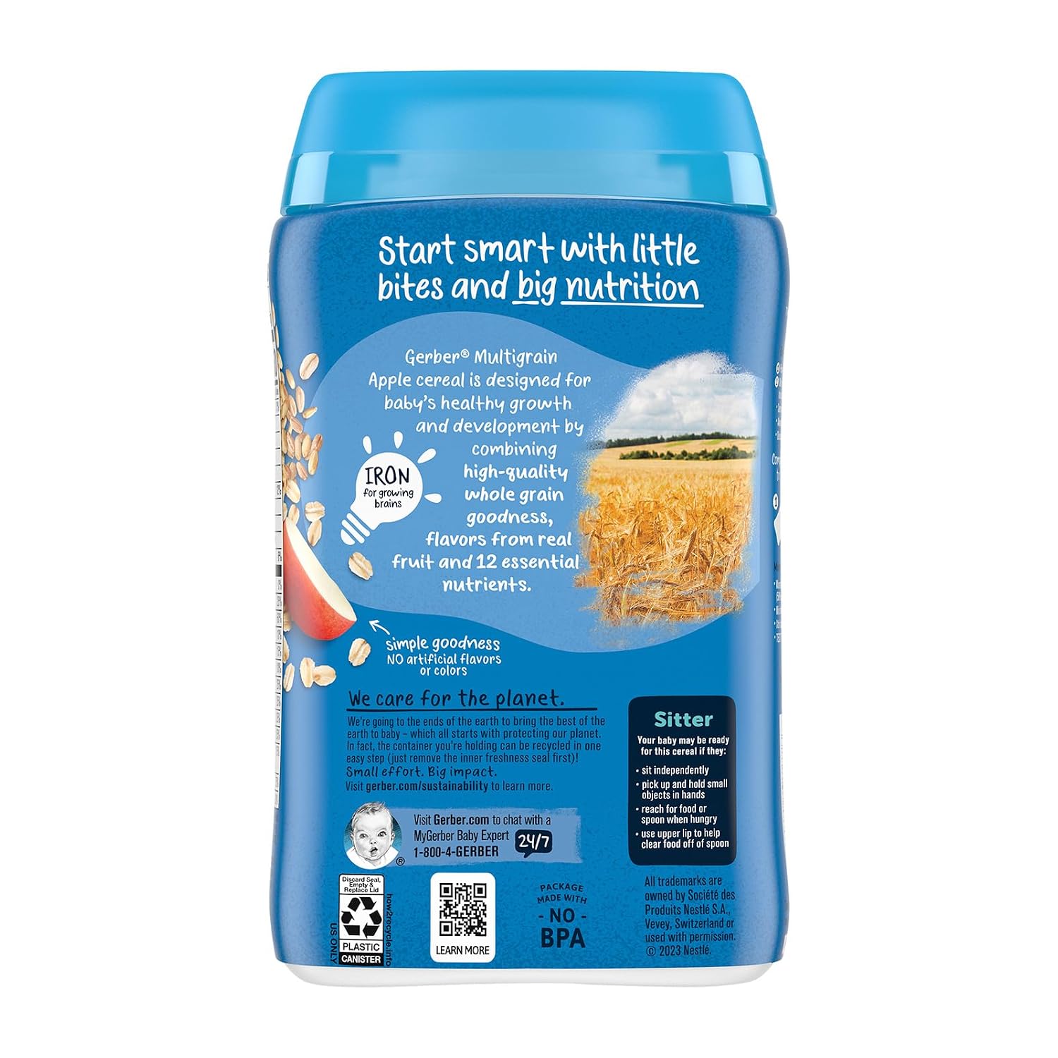 Gerber Stage 2 Baby Food, Multigrain Apple Cereal, Whole Grains, Baby Cereal, 6PK (Pack of 2)