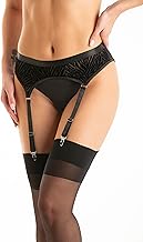 Porte-jarretelles noir avec motif zèbre, design classique avec 4 crochets