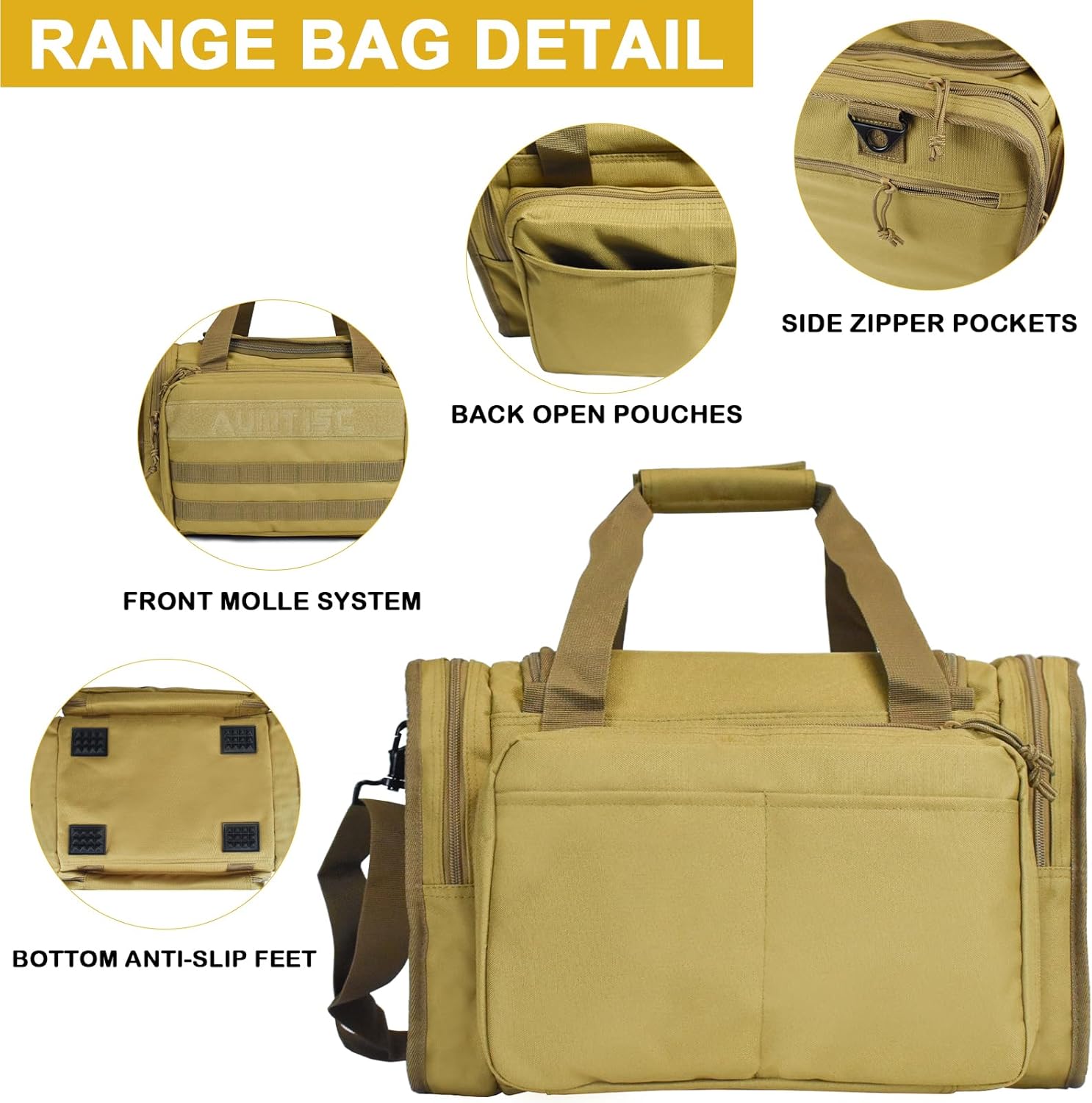 AUMTISC Tactical Pistol Range Bag Soft Gun Case for Handguns and Ammo, Tactical Shooting Duffle Bag for Range Accessories
