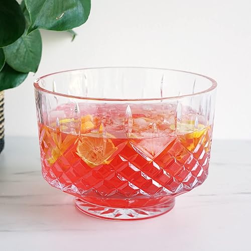 Miniatura 5 de Viski Admiral Crystal Punch Bowl  Tazón de cristal estilo vintage para fiestas  Vajilla para cócteles, apto para lavavajillas, 2.5 galones, 320