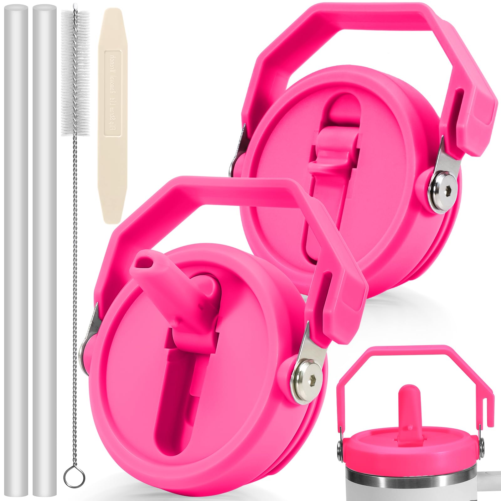 ANTAND 2 Pack Leakproof Portable Lid Replacement 40 oz Only for Stanley Quencher H2.0 Tumbler Cup Accessories, Detachable Flip Straw Lids,