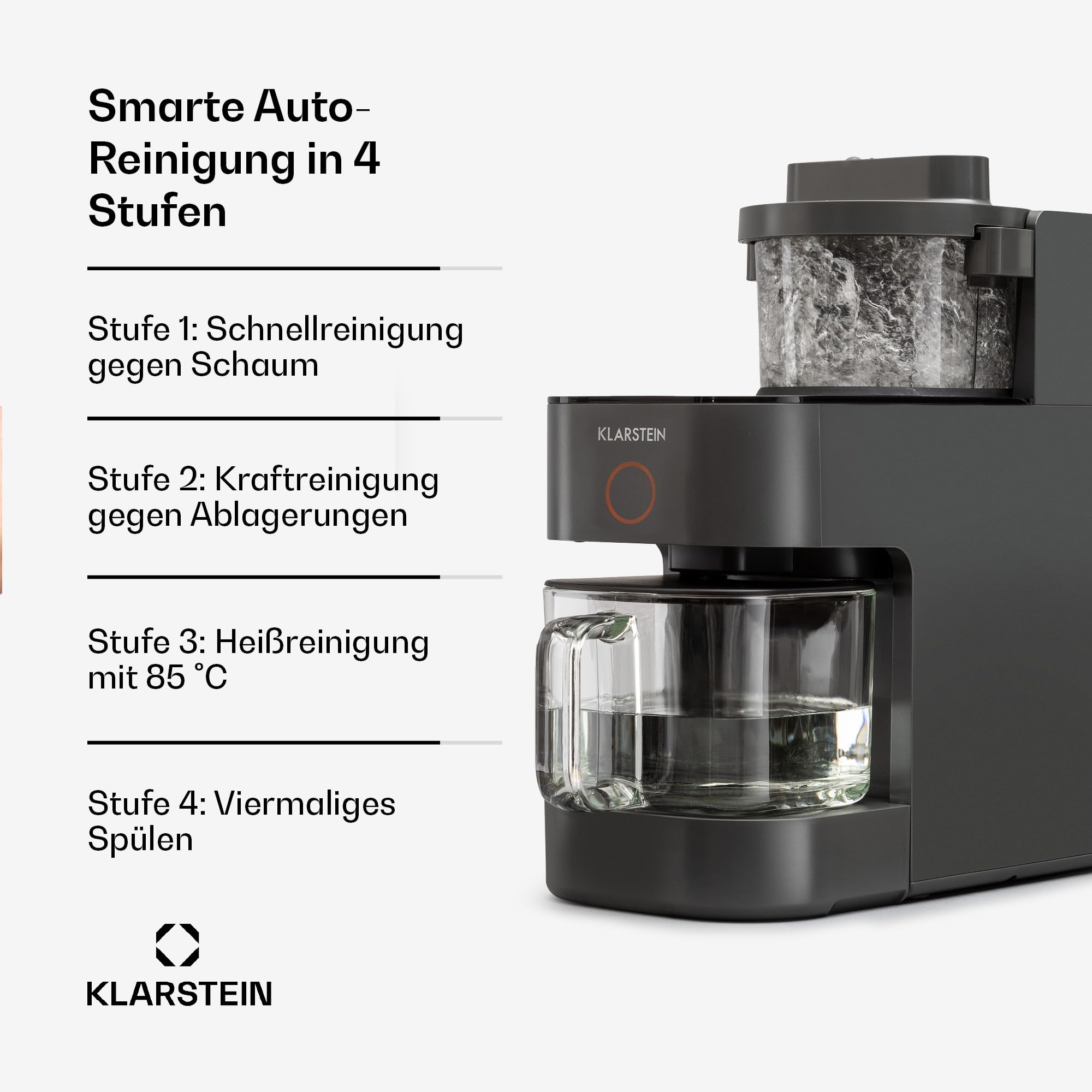 Klarstein Mixer, Standmixer mit 300 Motor- und 1250 Watt Heizleistung, Hochleistungsmixer für Pflanzenmilch Zubereitung, Smoothie Mixer mit 360° Heiztechnologie, 30.000 U/min, Touchscreen, Schwarz