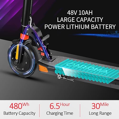 Miniatura 5 de Caroma Electric Scooter Adults Foldable Sports Electric Scooter with Seat for Adult Electric Bike,500W Motor 48V10.4AH,10" Solid Tires,30Miles Range