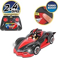 Vista 3 de NKOK Team Sonic Racing - Auto de juguete con control remoto de 2.4 GHz con Turbo Boost – Shadow The Hedgehog 602, Rojo, función Turbo Boost, cuenta