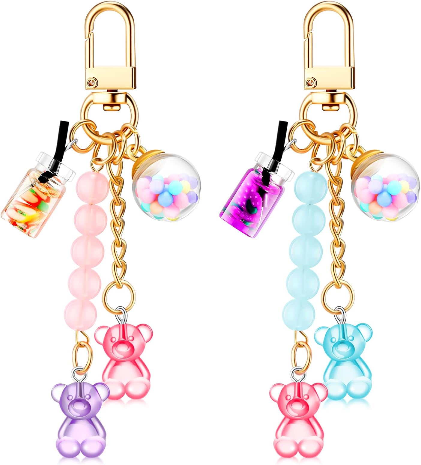 Cute Resin Bear Keychain Macaron Bear Keychains Candy Pendant Jewelry Gift Bag Key Ring Accessories for Girl Women