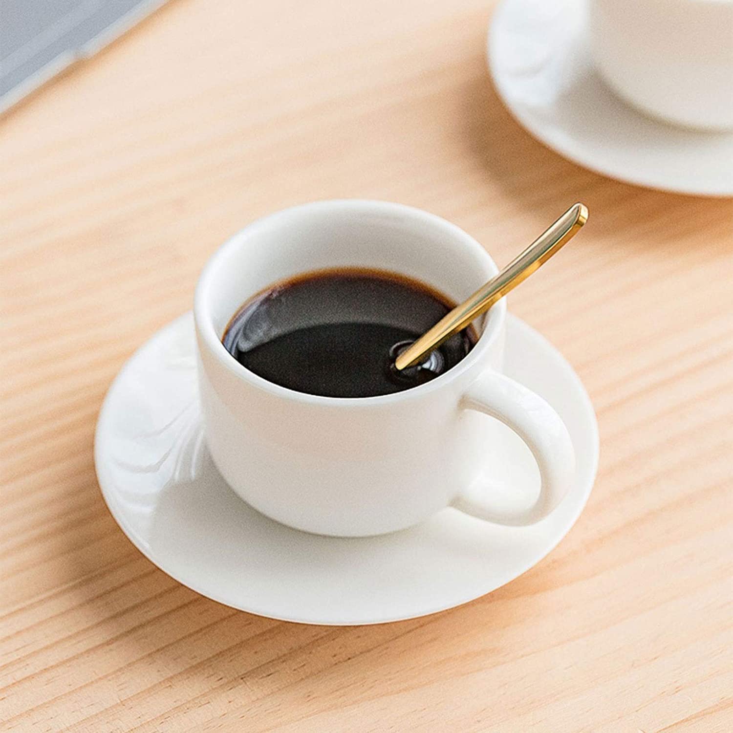 Kubki Do Kawy Zestaw Kubków Do Kawy Porcelanowe Filiżanki Do Cappuccino I Spodki Z Łyżeczkami Do Espresso 5-Uncjowe Filiżanki Do Espresso Białe Filiżanki Do Kaw