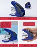 PAPERPAL Effortless Mini Set d'arrêts, 20 Capacité de la feuille, Enlever intégré & Rangement à agrafes, cales 1/4" Staples, comprend 1000 Agrafes, Léger, Bureau, École & Utilisation quotidienne, bleu foncé Mini agrafeuse avec stockage intégré et rem intégré