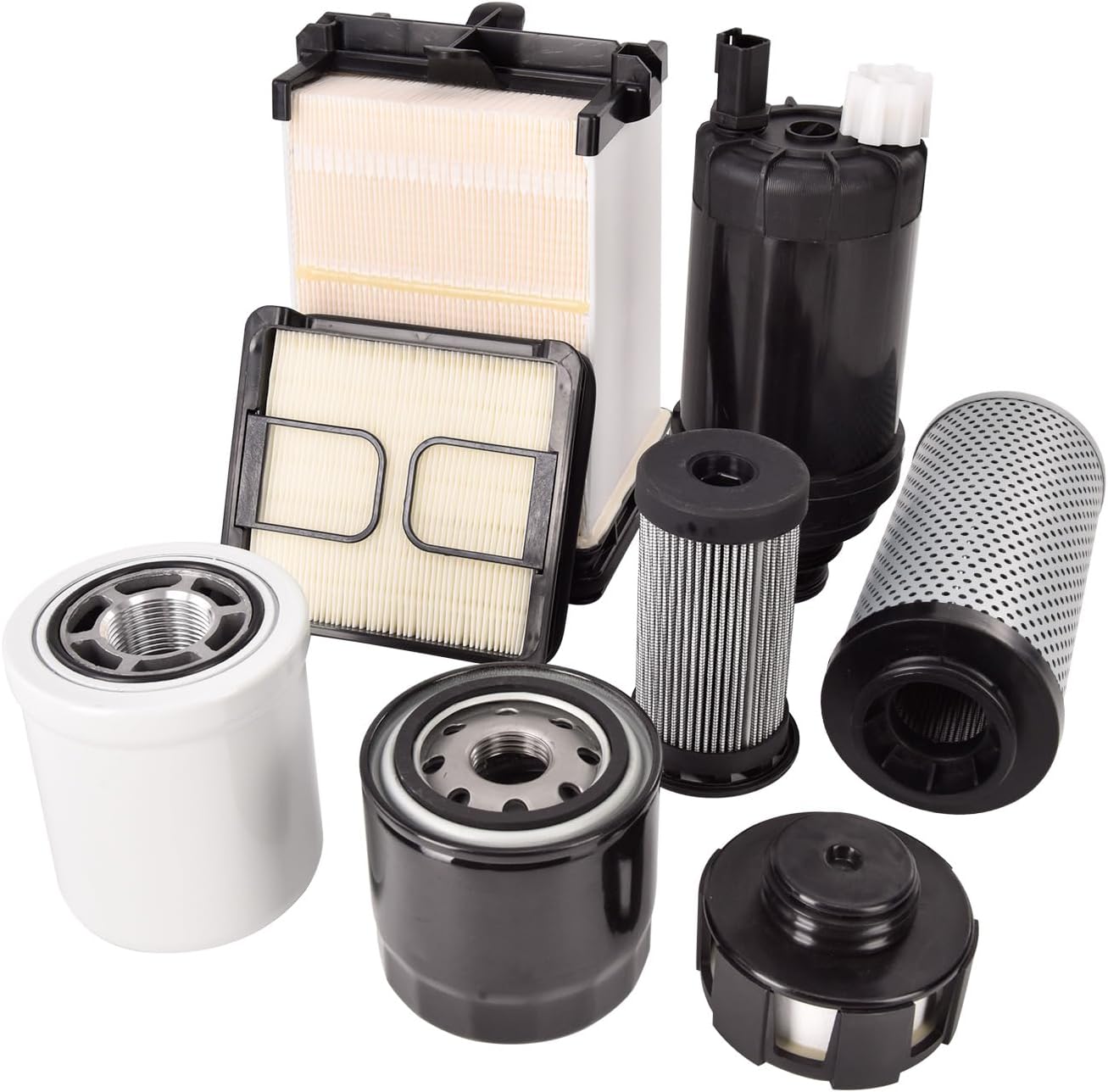 7286322 7221934 Engine Oil Filter and Air Filter Service Kit Compatible with Bobcat S450 S510 S530 S550 S570 S590 S595 S630 S650 T450 T550 T590 T595 T630 T650, Replaces 7023589 6692337 6727475, 8-in-1