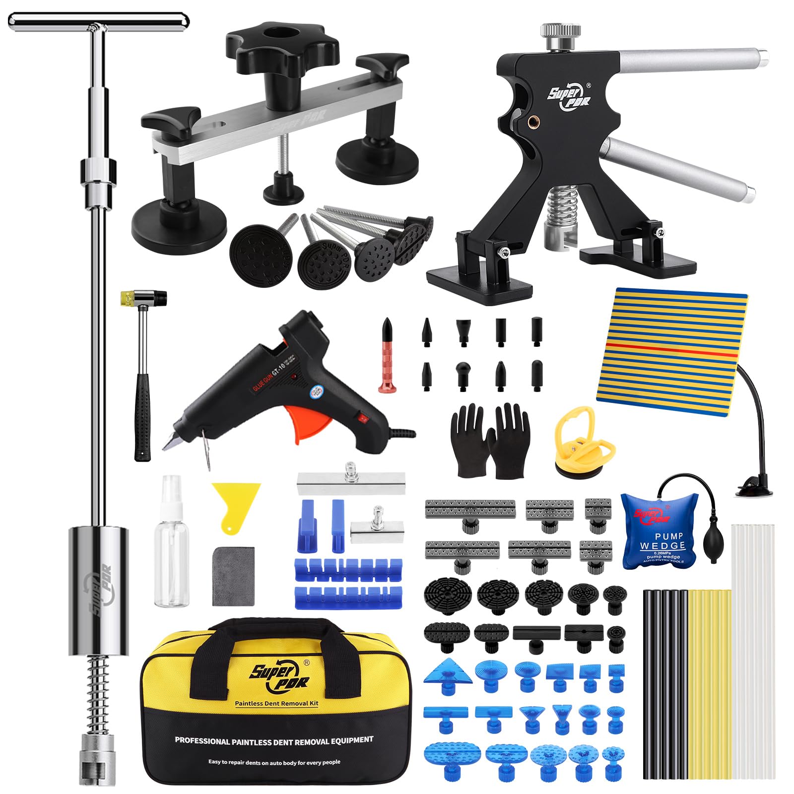 Super PDR Paintless Dent Removal Kit Professional, Car Dent Puller Kit with Slide Hammer Dent Lifter Bridge Puller, PDR Tools Auto Body Dent Repair Kit for Cars, Dent Removal for Car Body Repair