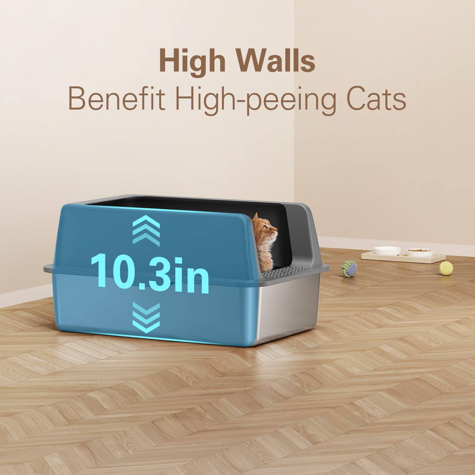 Zarler Stainless Steel Litter Box XL, Extra Large Cat Litter Boxes High Sided, Metal Litter Box for Big Cats, Non-Sticky, Easy to Clean, Anti-Urine Leakage (Dark Grey) - image 6