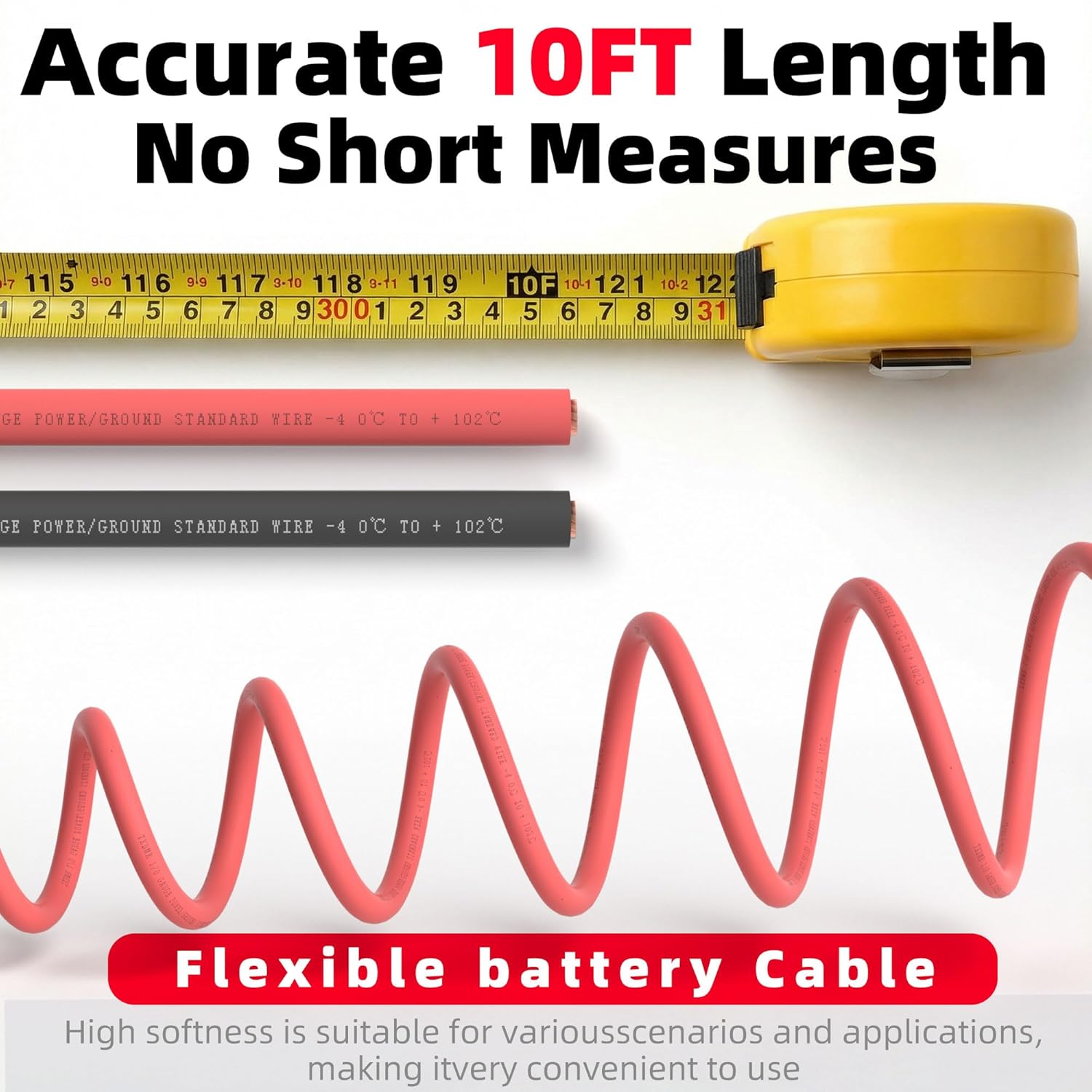 4 AWG Battery Cable and Wire Lugs Complete Bundle - Heavy Duty Terminals with Heat Shrink and OFC Copper Wire for Automotive, Solar, Marine Applications
