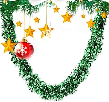 59 Feet Green Christmas Tinsel Garland, Metallic Christmas Tree Garland Glitter Tinsel Twist Hanging for Xmas Tree Home, Decoration Xmas and Party Supplies