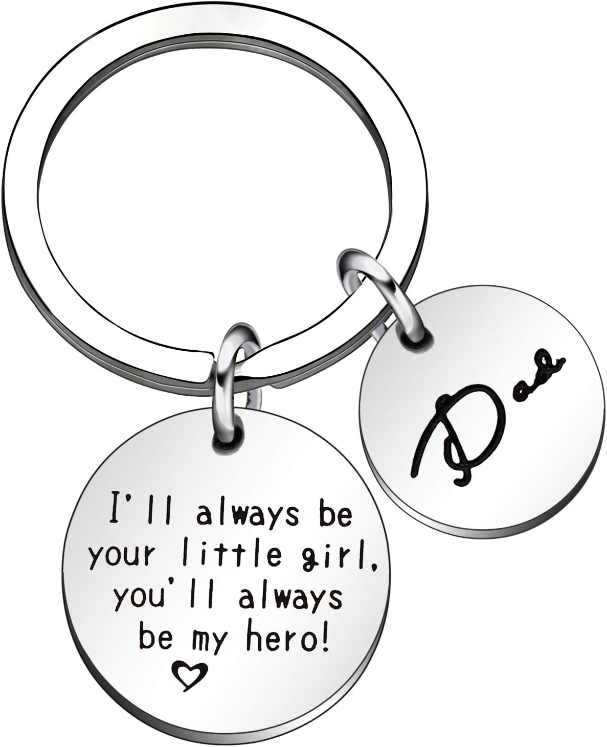 CAROMAY Dad Key Chain Rings Men Fathers Day Daddys Little Girl