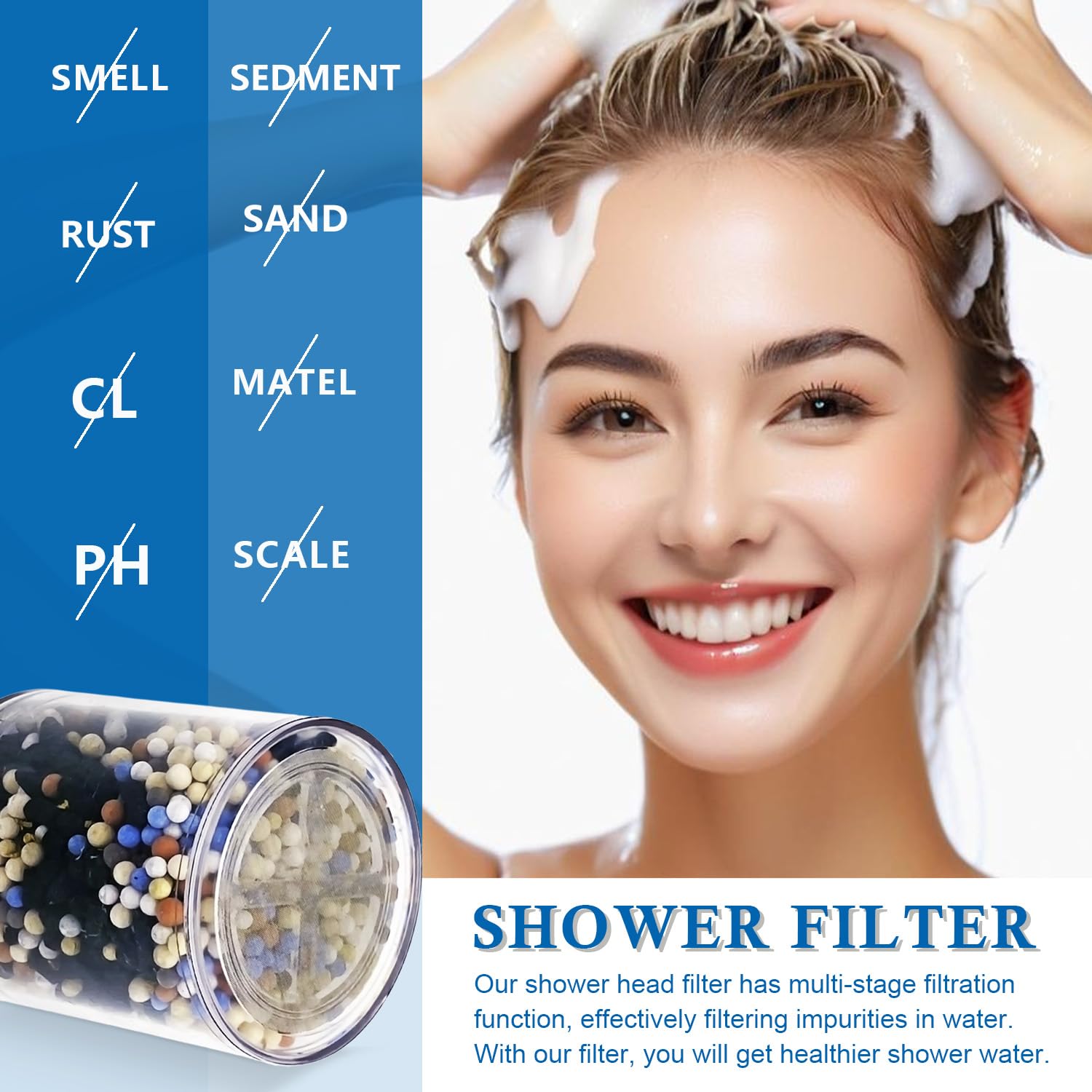 sieloonger Shower Filter Compatible with Hammerhead Shower Head Filter System for Hard Water,Replacement Shower Filter for Shower Head,Pack of 2 - Image 3