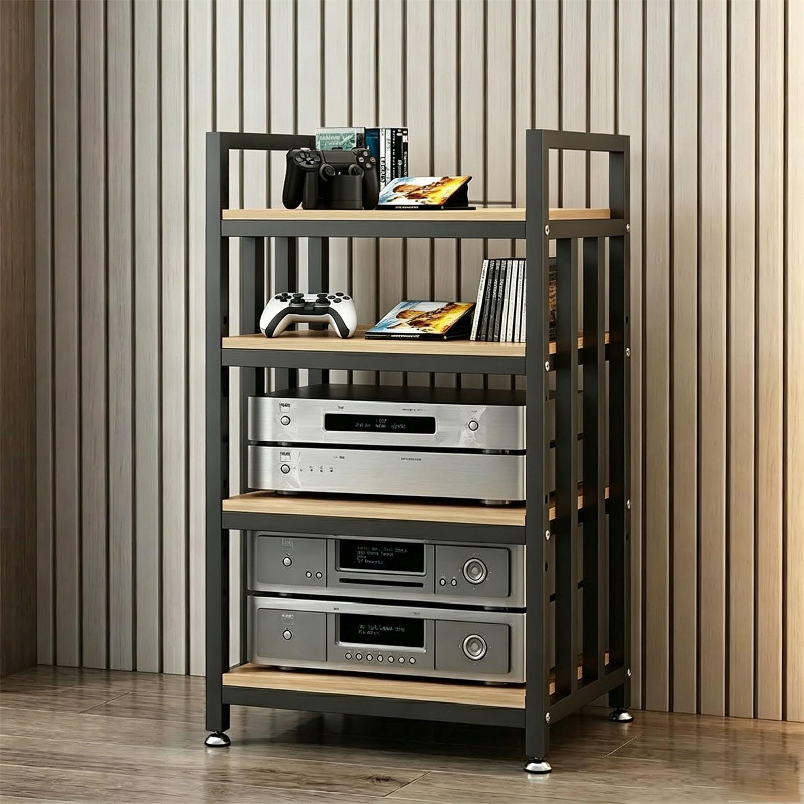 Rack audio ouvert anti-surchauffe avec pieds amortisseurs contre les vibrations