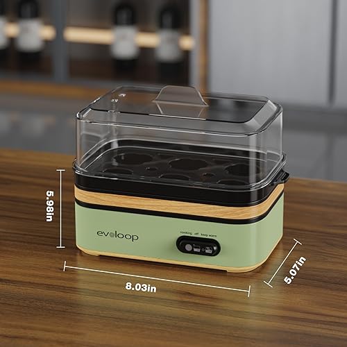 Vista 15 de Evoloop - Olla eléctrica de cocido rápido para 6 huevos, con capacidad para 6 huevos, blandos, medios y duros, escalfador, máquina para hacer Negro