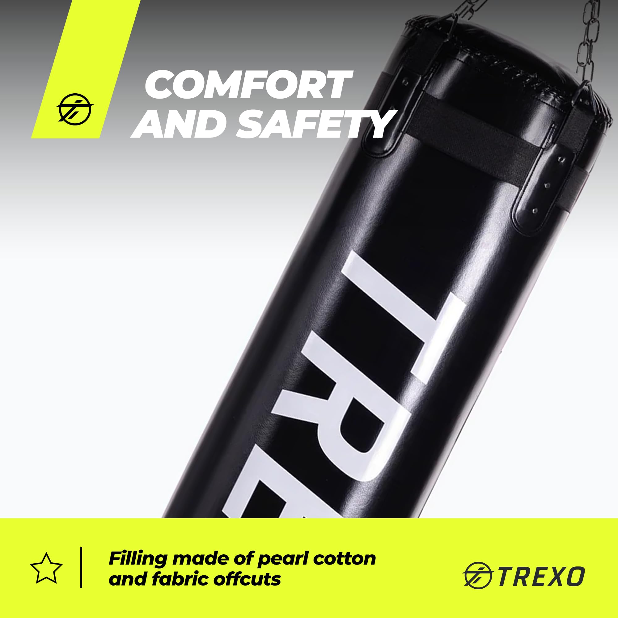 TREXO Saco de Boxeo 120|150 cm Piel PU Duradera Resistente al Desgaste Relleno con un Sistema de Absorción de Impactos Ideal para Entusiastas del Boxeo
