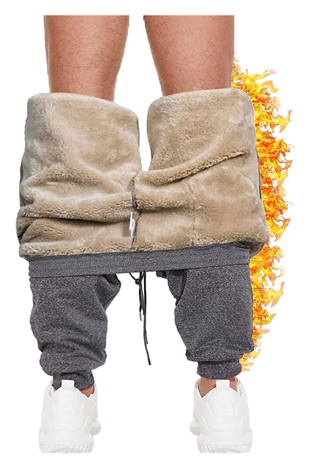 Pantalones De Chándal Cálidos con Forro Polar De Invierno For Hombre, Pantalones De Chándal con Cordón De Rayas De Colores Contrastantes con Forro Sherpa Pantalones chándal