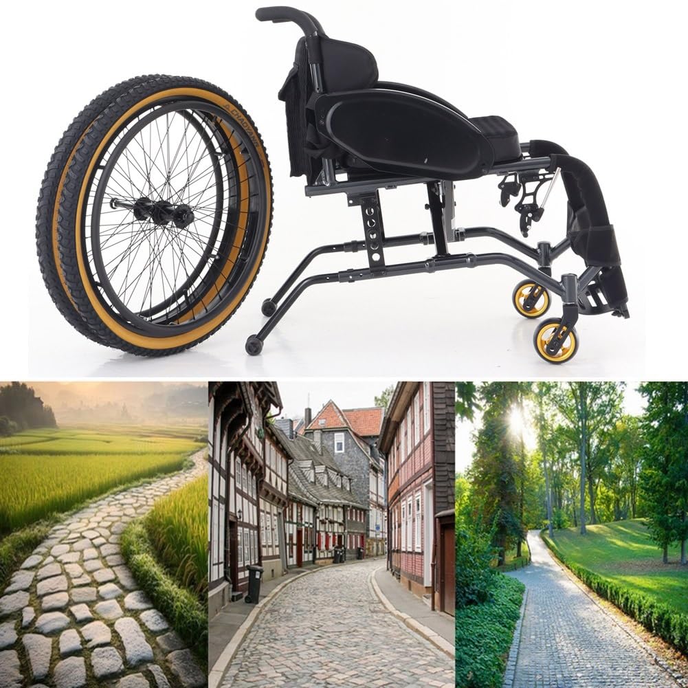 Montaje de rueda trasera para silla de ruedas, neumático de 24 pulgadas, repuesto para sillas de ruedas manuales, capacidad para exteriores todo terreno