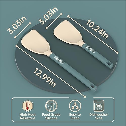 Miniatura 4 de Cosamtec Espátula de silicona antiadherente Turner Fish Steak Egg Pancake Flipper con mango de nailon, juego de utensilios de cocina resistentes al